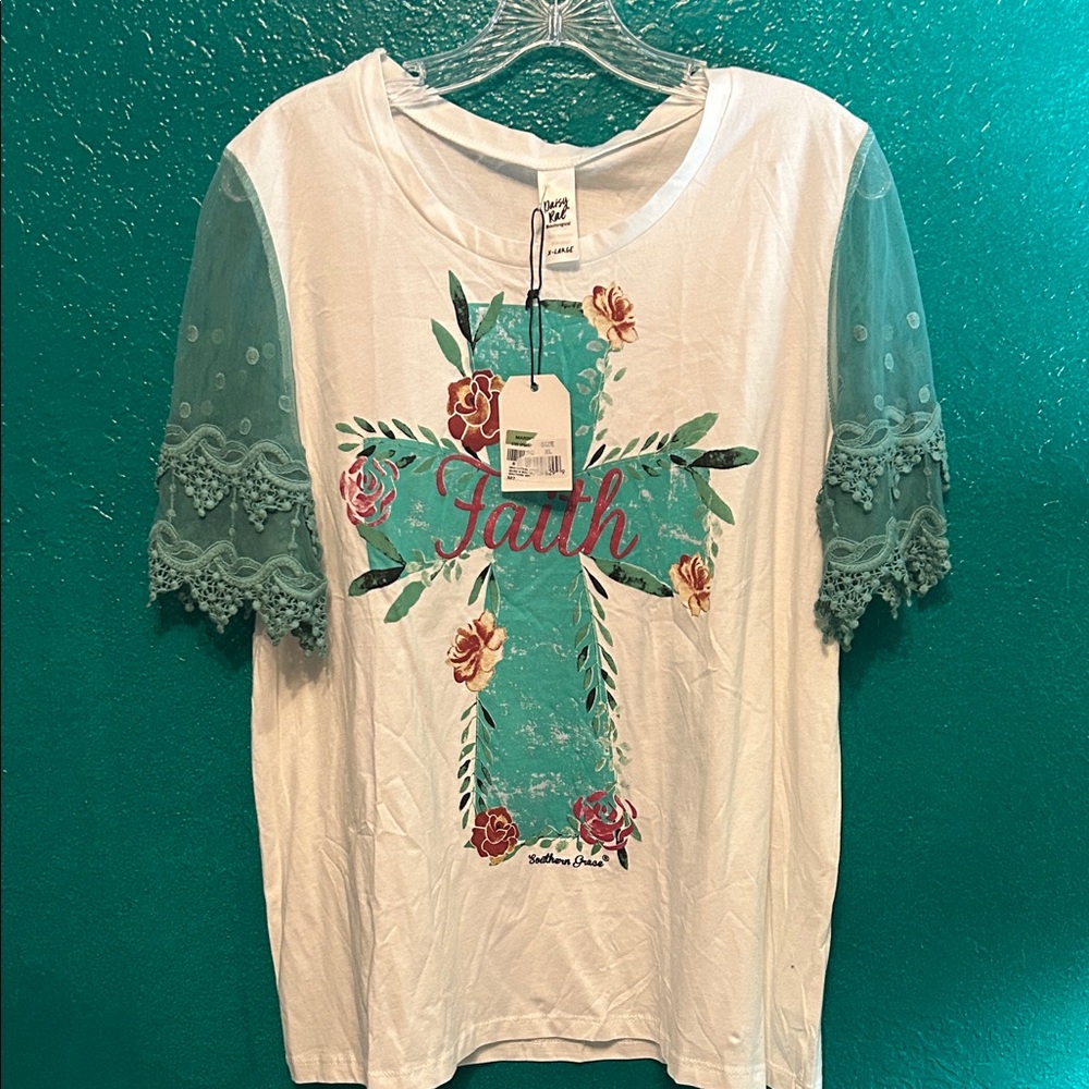 Daisy Rae Teal Faith Graphic T-Shirt